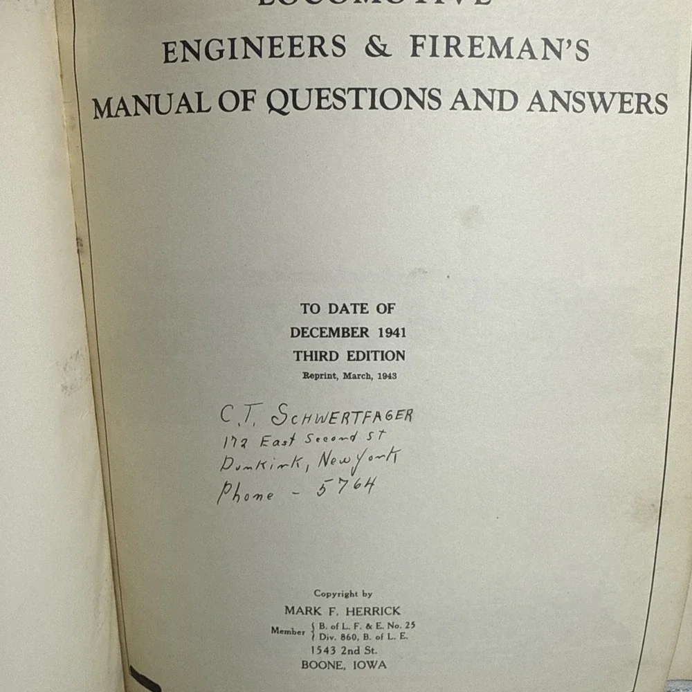 1941 Engineers And Fireman's‎ Manual With Study Guide